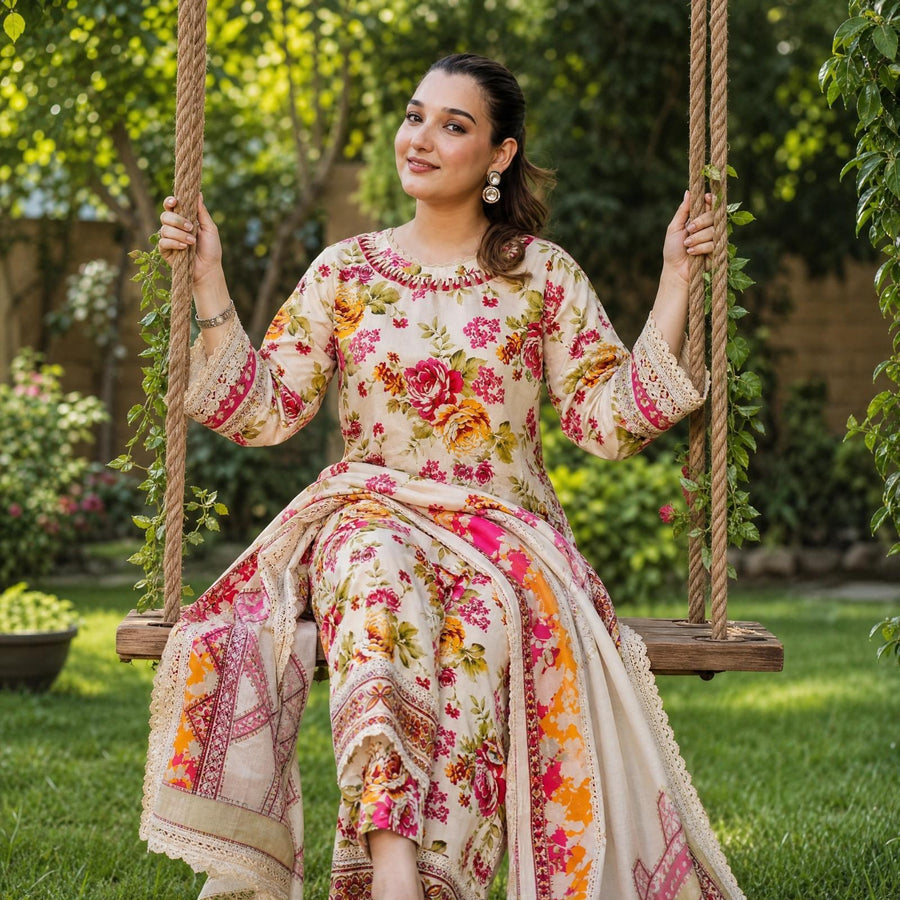 IZEL Lawn Unstitched 3pc