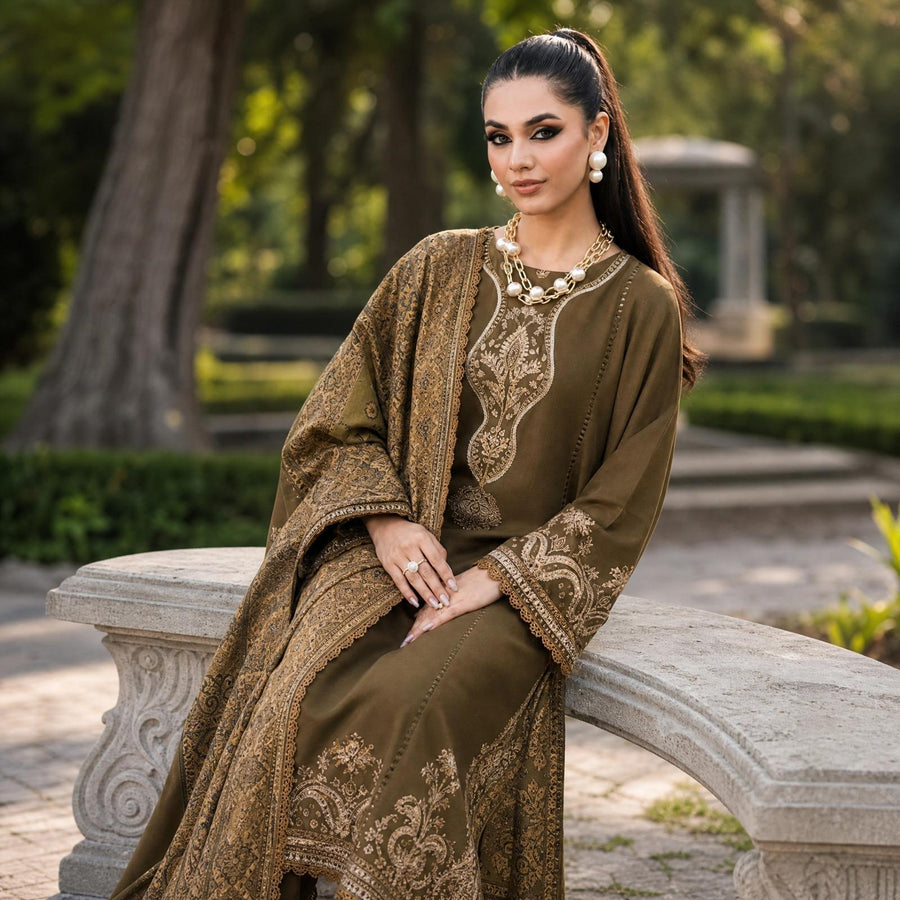 Premium Dhanak (Shirt &amp; Trouser) with a Woolen Dupatta