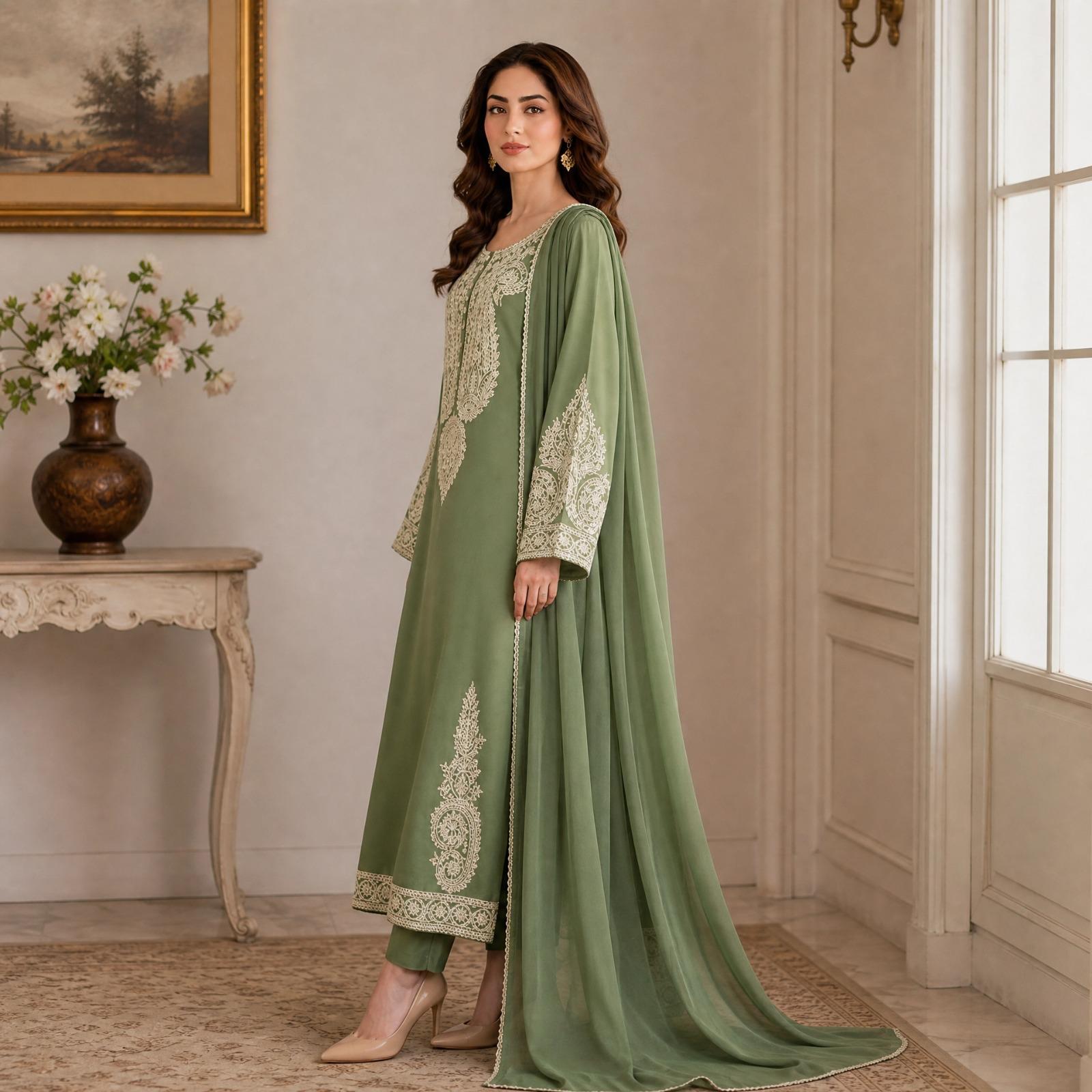 Sage Green 3-piece traditional suit