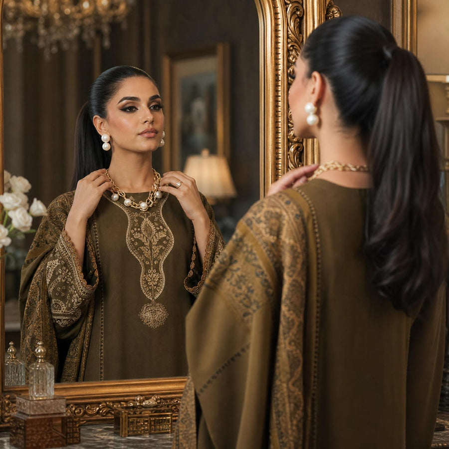 Premium Dhanak (Shirt &amp; Trouser) with a Woolen Dupatta