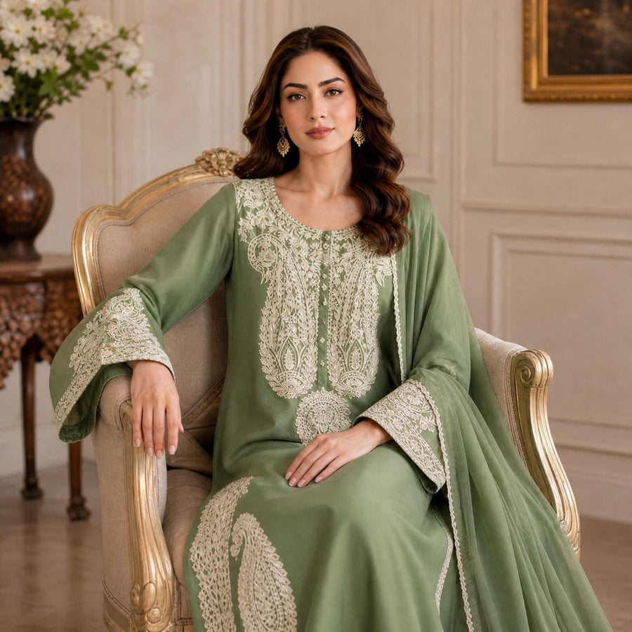 Sage Green 3-piece traditional suit