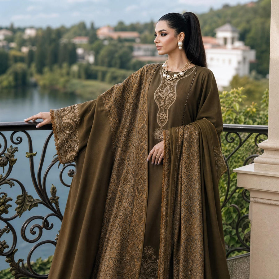 Premium Dhanak (Shirt &amp; Trouser) with a Woolen Dupatta